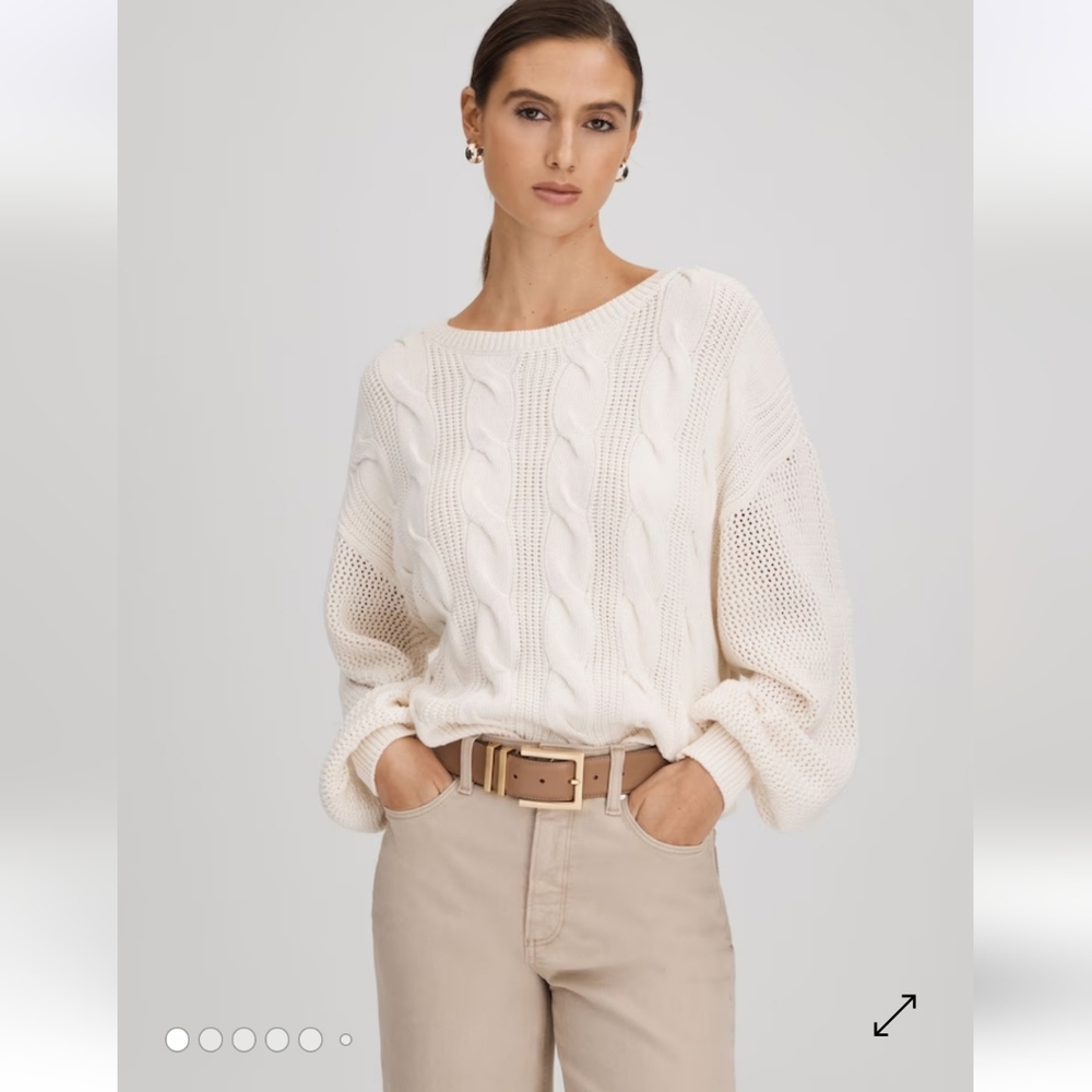 Paige Osanne Ivory Cotton Blend Knitted Jumper Sweater Women's Size Small